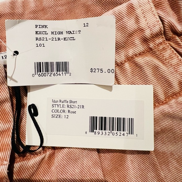 Sea Pink washed denim paper bag shorts with frills on the bottom. NWT - Picture 4 of 11
